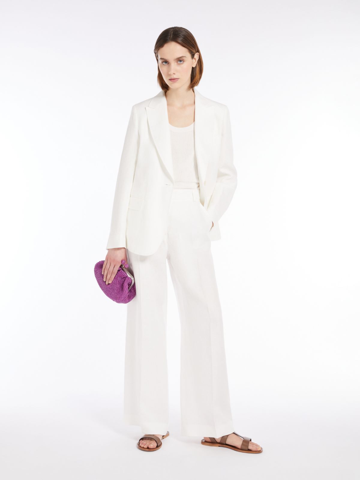 【Weekend Max Mara】NAVETTA フリンジ付き リネン トップス Linen top with fringes, desert | Weekend Max Mara