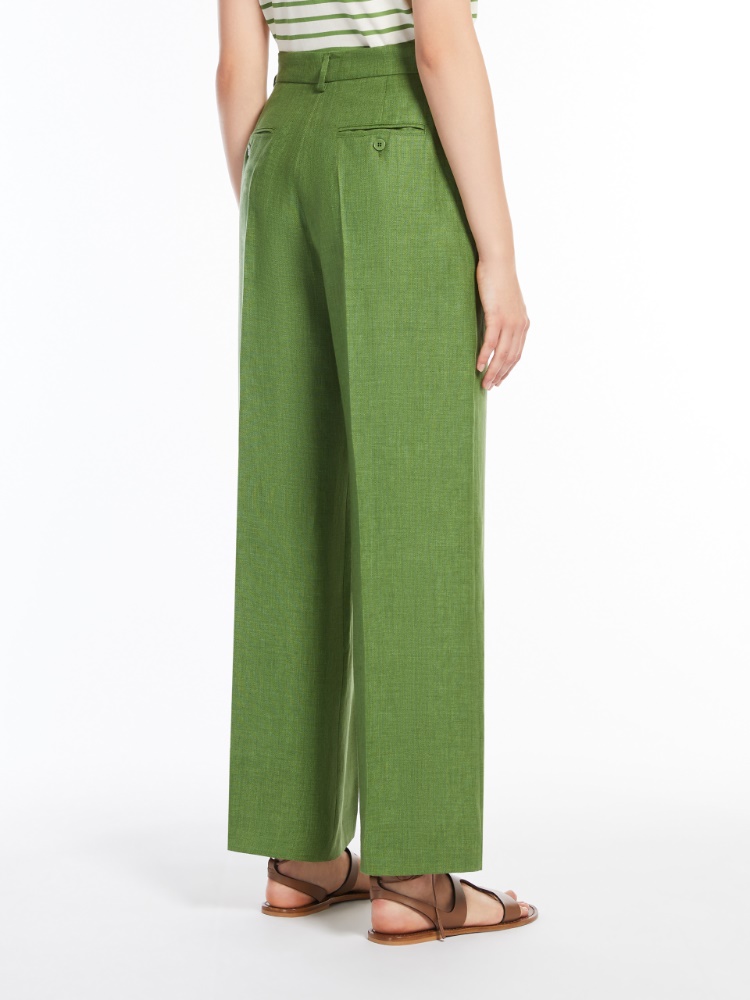 Linen canvas trousers, green | 