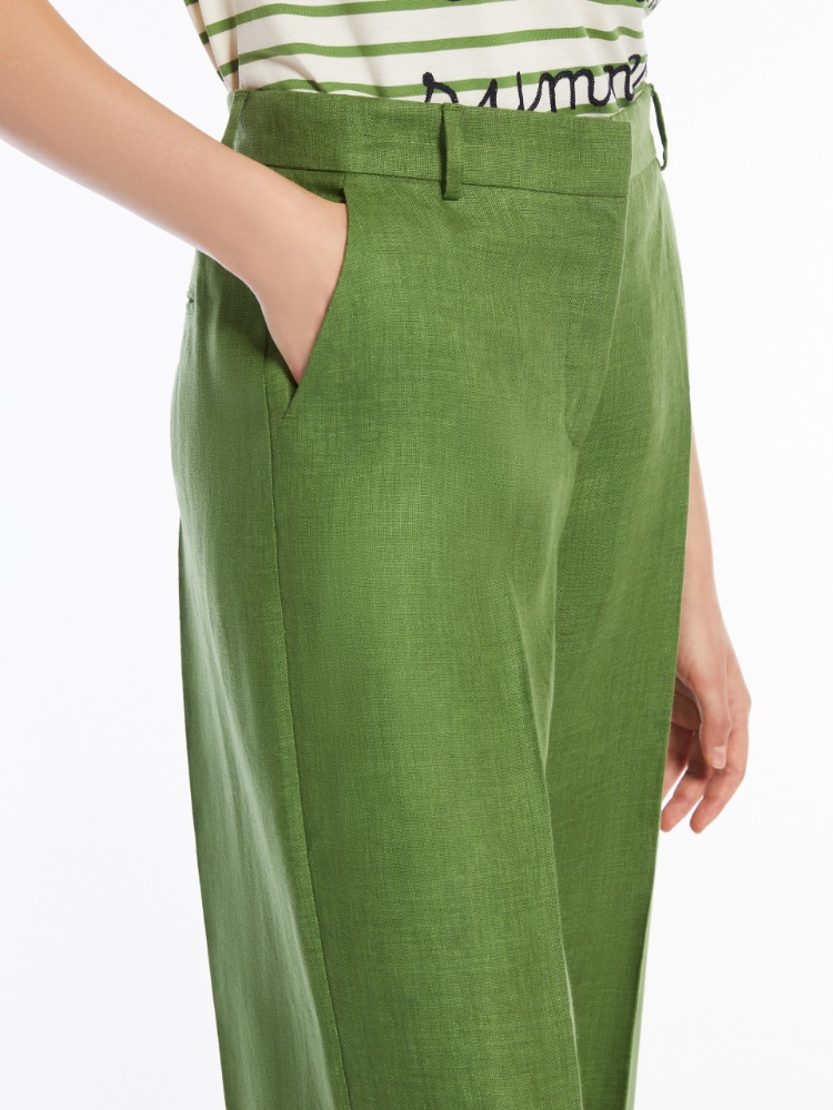 Linen canvas trousers, green | 