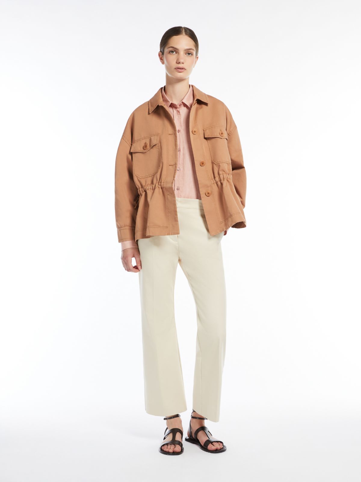 Stretch gabardine flared trousers + IVORY - Max Mara