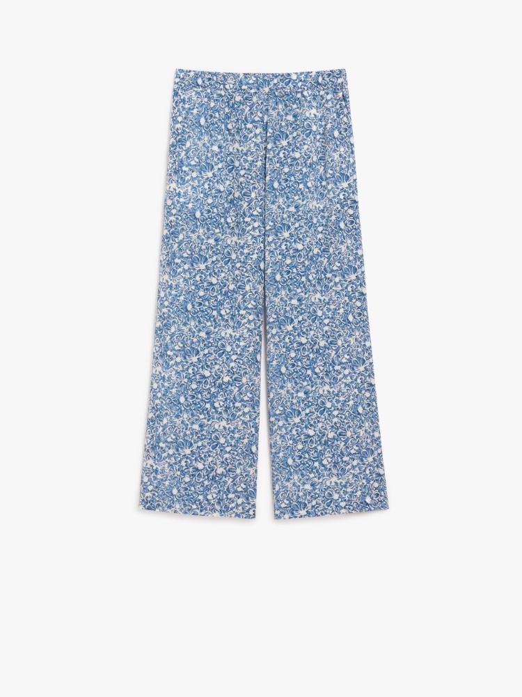 Silk crêpe de Chine trousers, cornflower blue | 