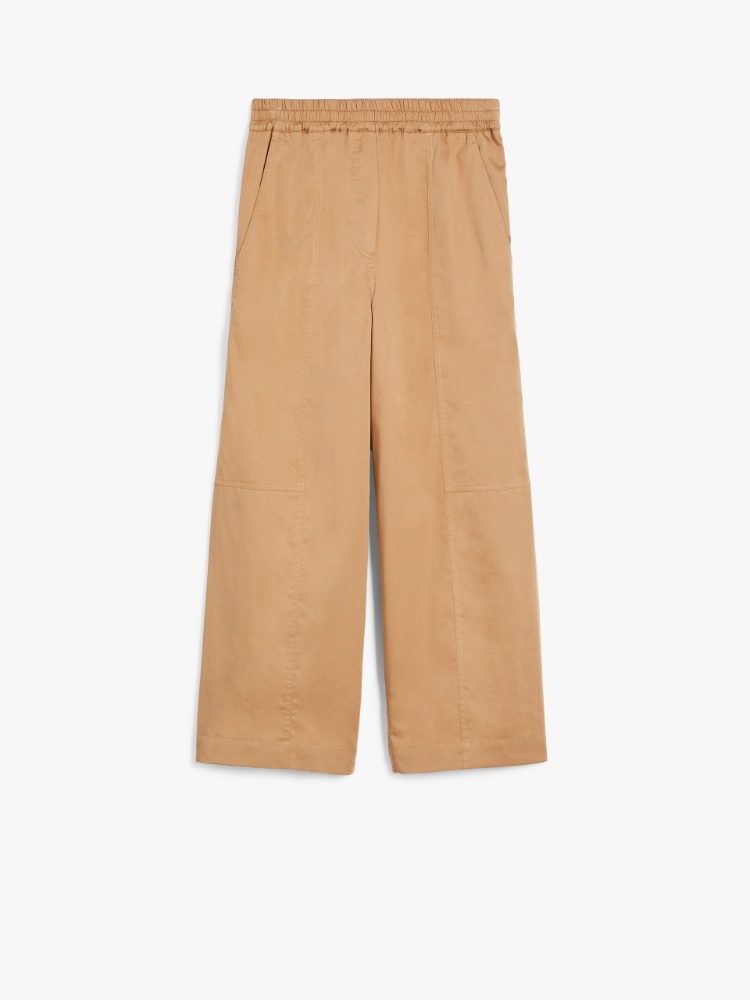 【送料&関税込】Milva Wide Leg Pants Weekend Max Mara Cotton wide-leg trousers, earth | Weekend Max Mara