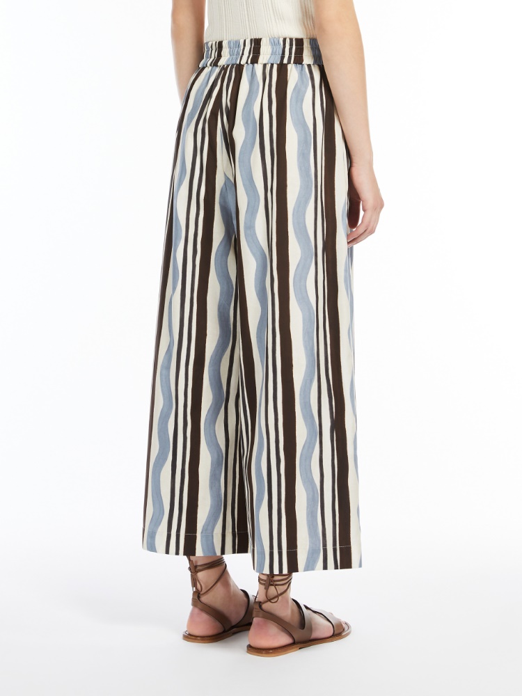 Printed poplin trousers, light blue | 