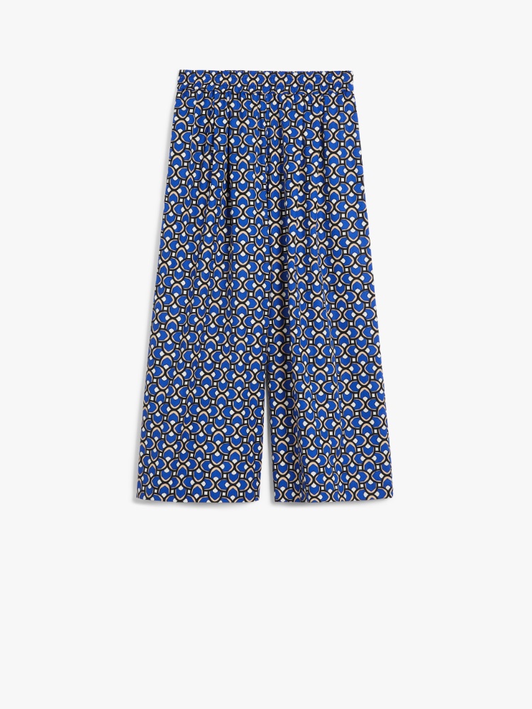 【送料&関税込】Weekend Max Mara Virgin Poplin Cotton Trouse Printed poplin trousers, light blue | Weekend Max Mara