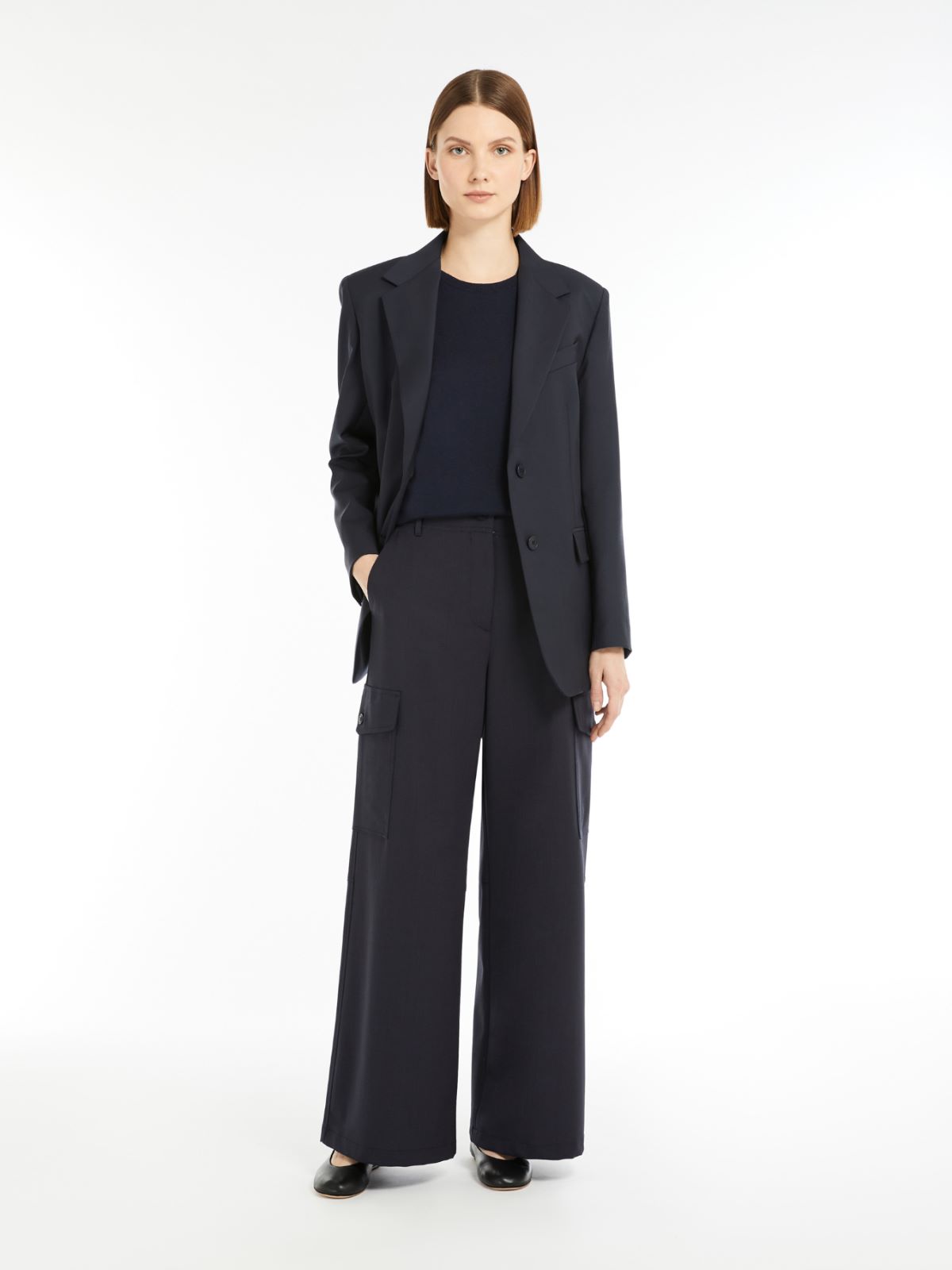 Wool-blend cargo trousers + NAVY - Max Mara