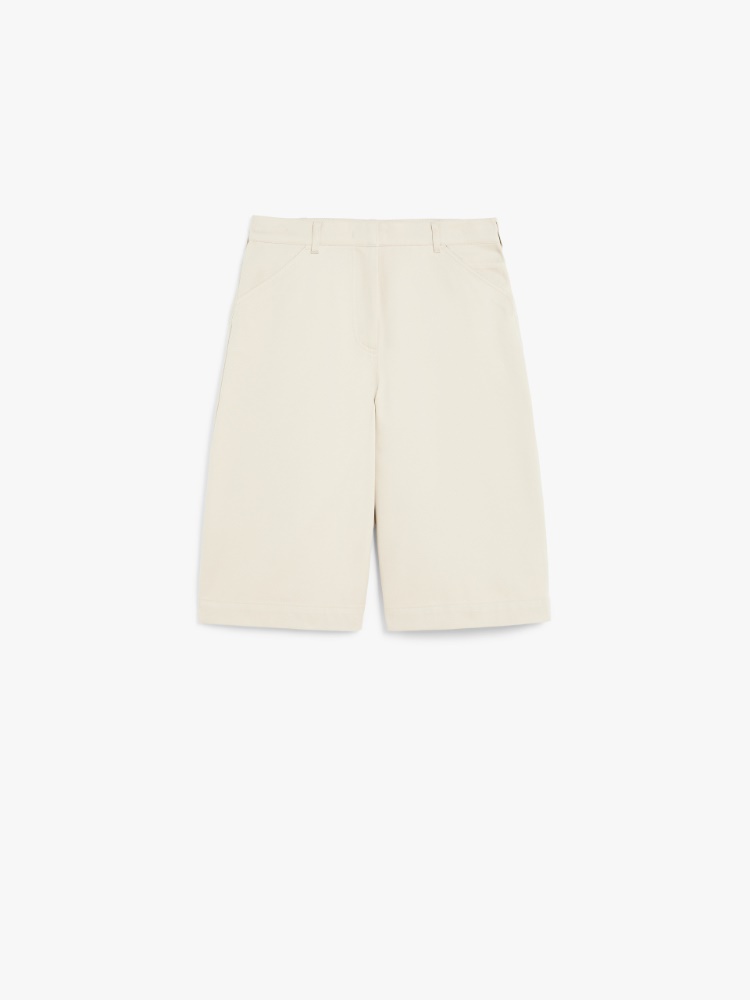 Cotton gabardine Bermuda shorts - BEIGE - Max Mara