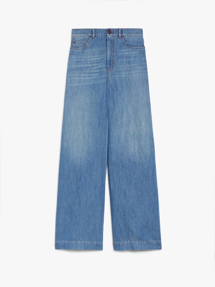 ★Weekend Max Mara★Volpino デニムワイドジーンズ Linen and cotton denim jeans, navy | 