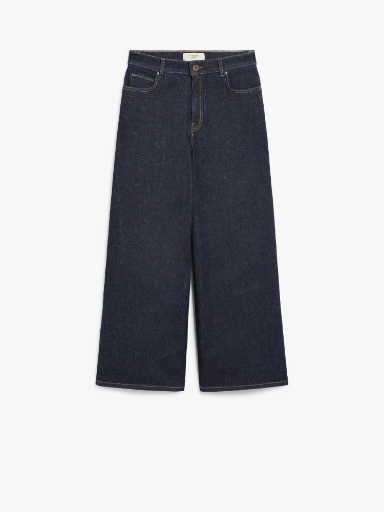 Flared cotton denim jeans, navy | 