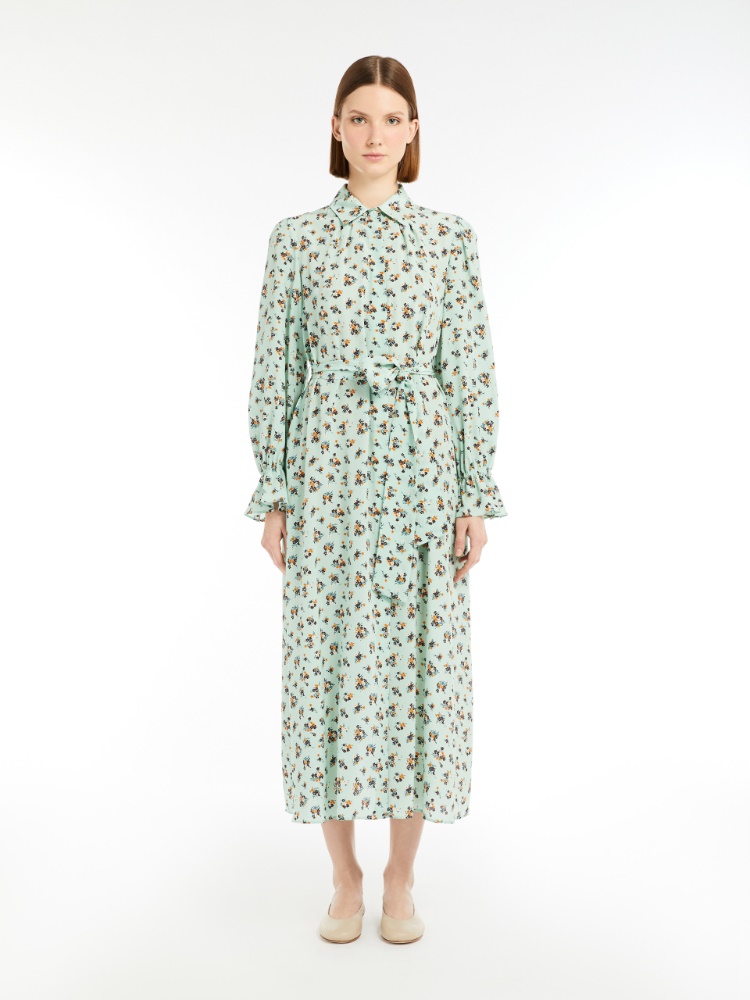 Silk crêpe de Chine shirt dress, pastel green | 