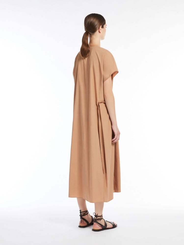 MAXMARA アウトレット●フロントスリット入りポプリンワンピース ブラゾーネ] コットン ポプリン ドレス, desert | 