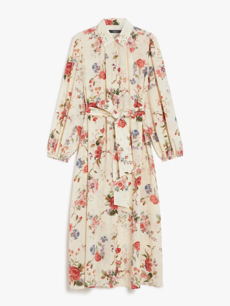 Silk crêpe de Chine shirt dress, ivory | 