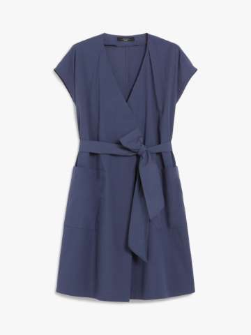 ワンピース MAX MARA NAVY BLUE STRETCH VISCOSE BLEND SHEERE DRESS Weekend Max Mara Navy Blue Stretch Viscose Blend Sheere