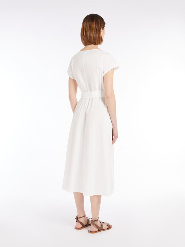 Poplin dress with belt, white | 