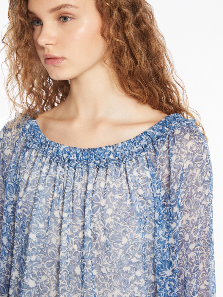 【Weekend Max Mara】ENZA 柄入り ジョーゼット ドレス Patterned georgette dress, cornflower blue | 
