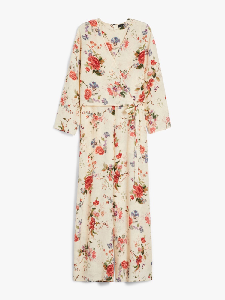 Silk crêpe de Chine jumpsuit, ivory | 