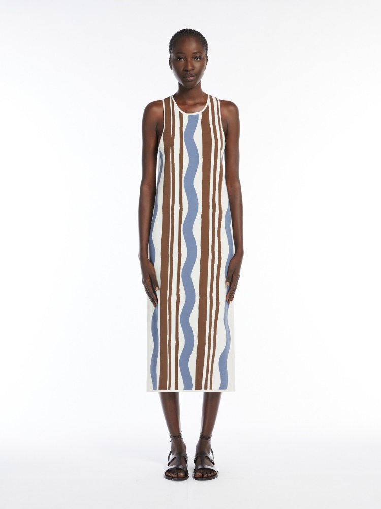 ワンピース Max Mara ELAM - Pinstripe wool cloth dress Gabardine wool shirt dress, kaki | Weekend Max Mara