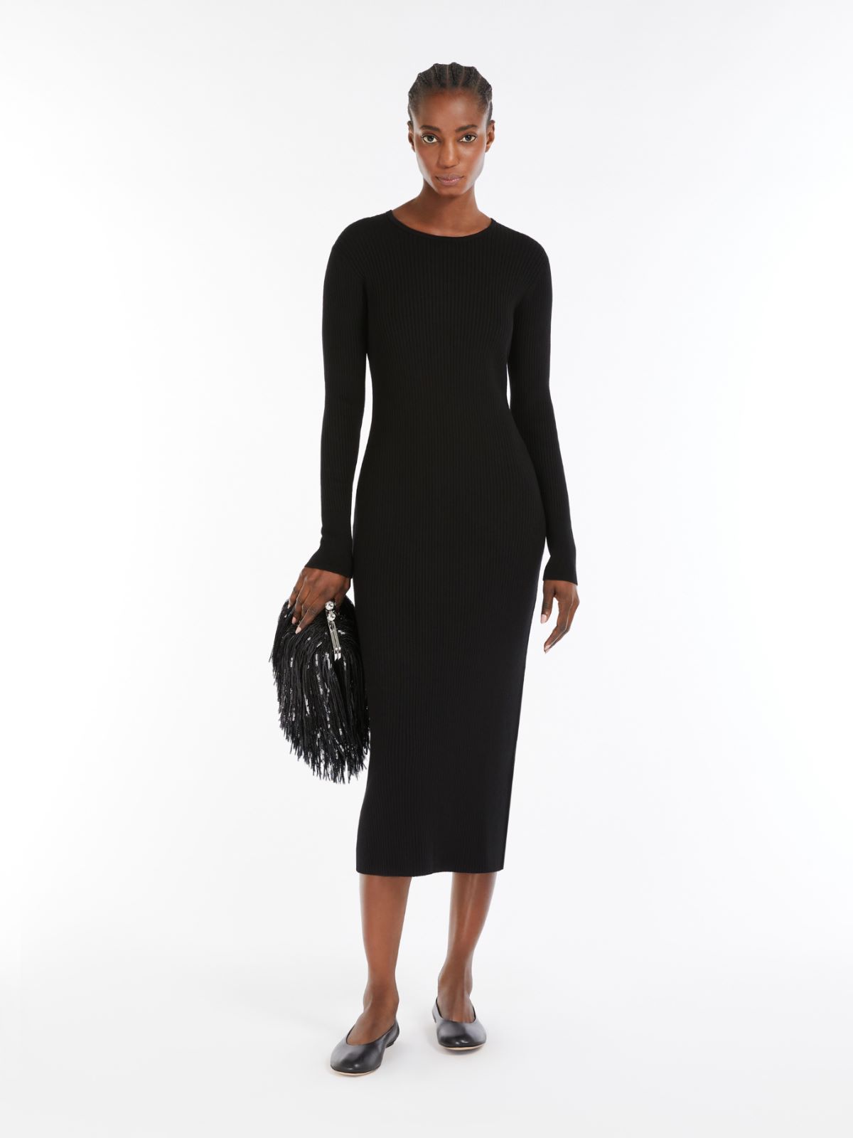 Viscose knit sheath dress + BLACK - Max Mara
