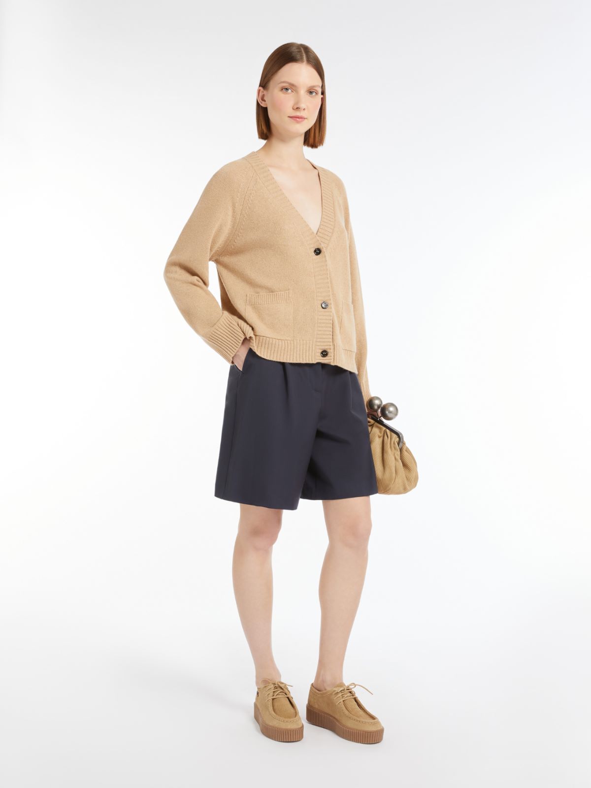 Wool and viscose yarn cardigan + SAND - Max Mara