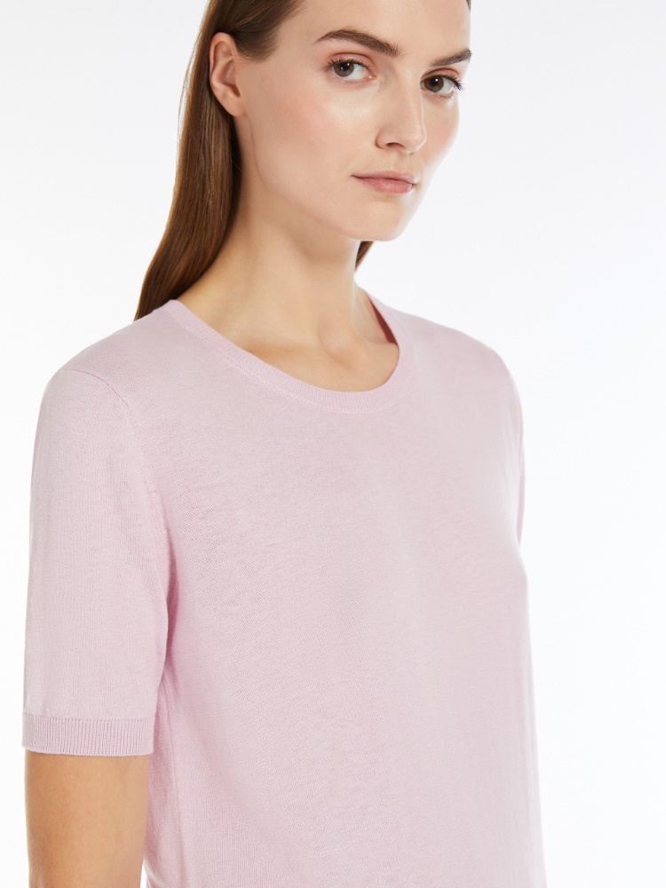 Silk and cotton knit T-shirt, pink | 