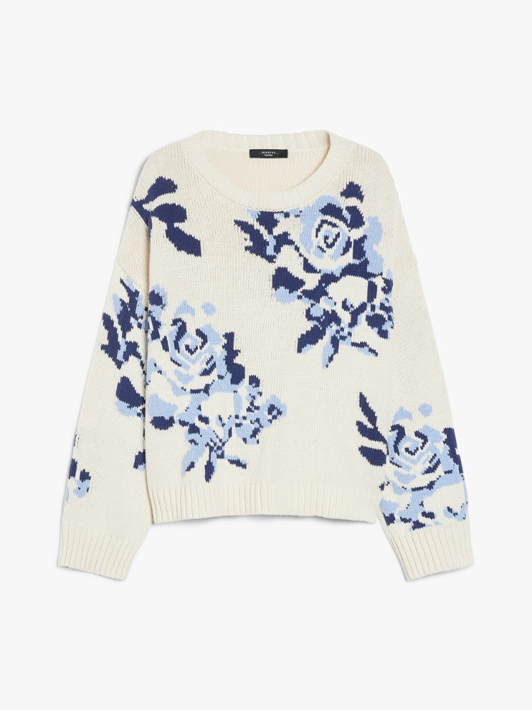 Pullover aus gemustertem Baumwollgarn - AZURBLAU - Max Mara