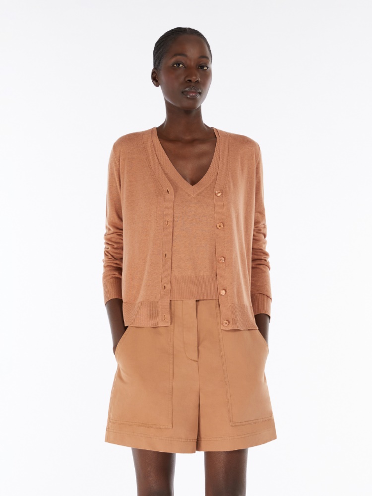 MAXMARA ハワイ ハイウエスト ショツ HAWAY2511141012 052 Silk and linen yarn twin set, desert | 