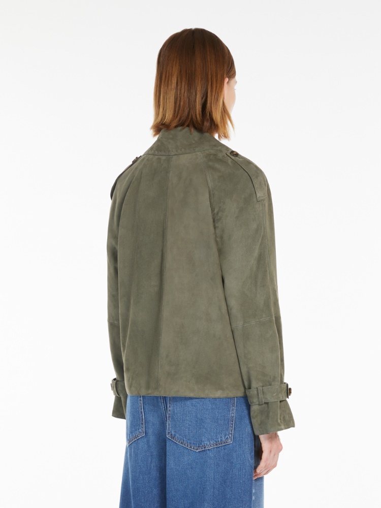 Double-breasted suede jacket, kaki | 