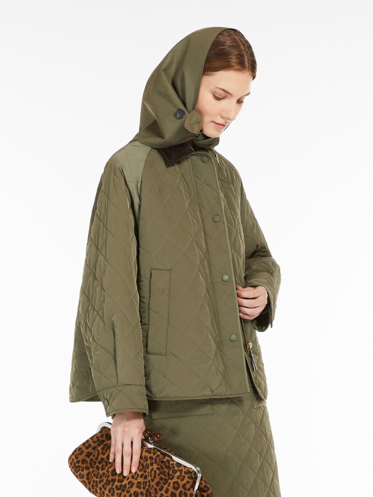 Water-repellent taffeta quilted jacket, kaki | 