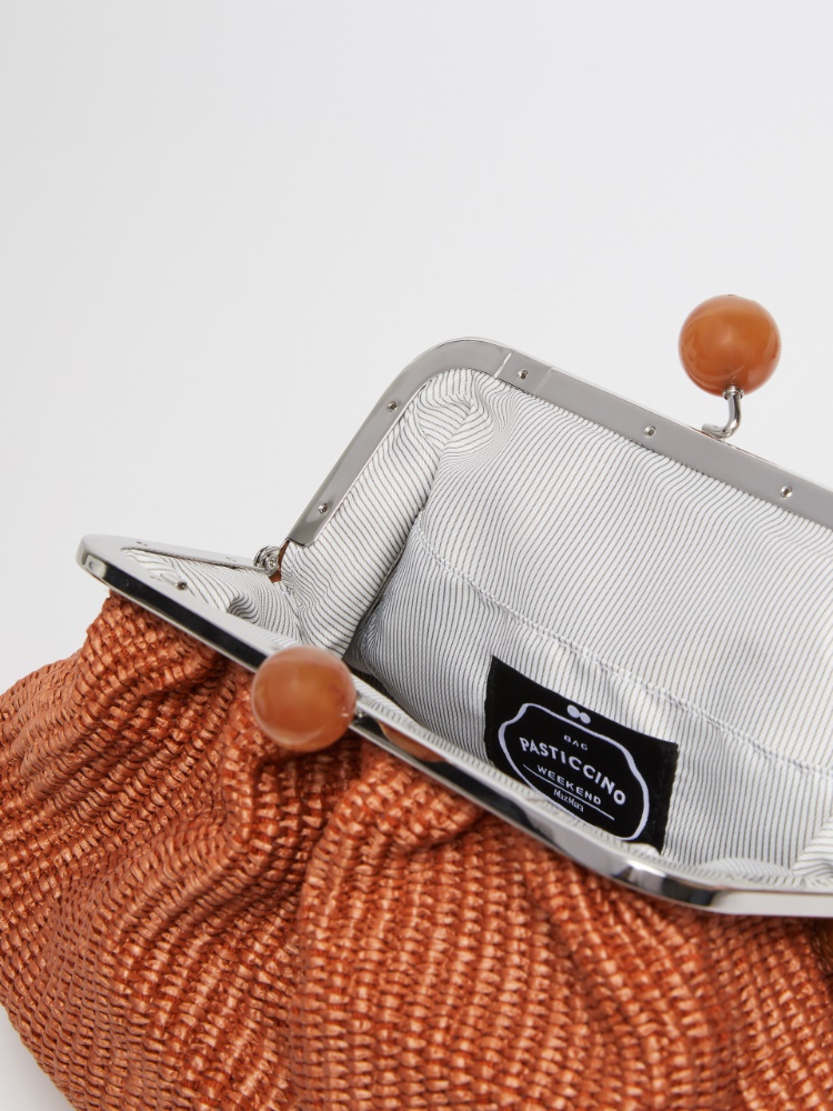Medium raffia-effect Pasticcino bag, rust 