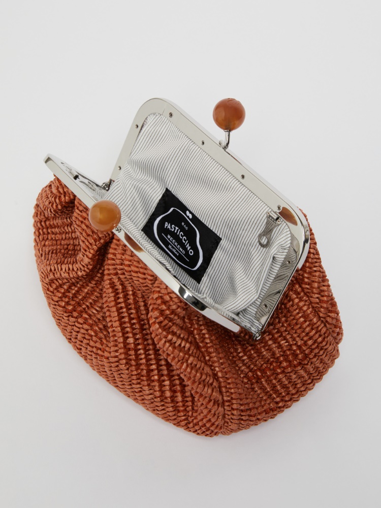Small raffia-effect Pasticcino Bag, rust 