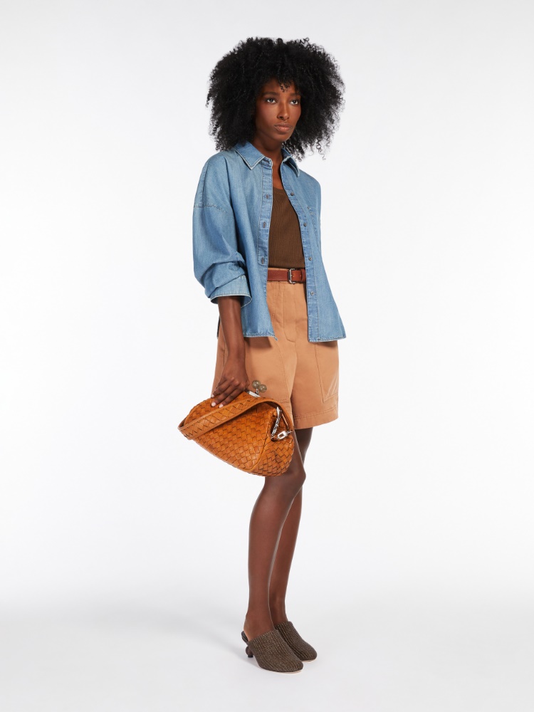Medium Pasticcino Bag in woven leather, tobacco | 