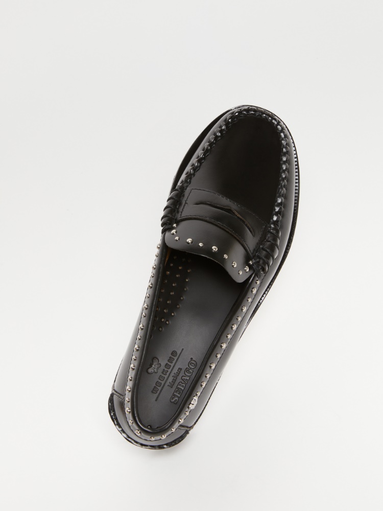 Leather moccasins with tassels + BLACK - Max Mara
