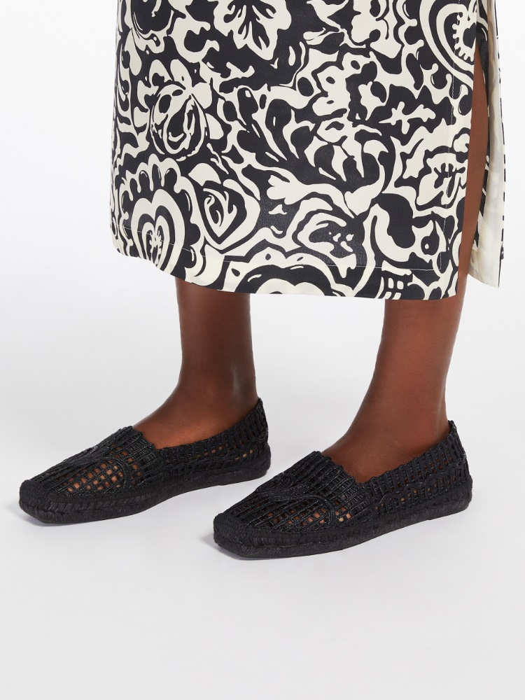 【日本未入荷*送料無料】 Weekend Max Mara Raffiaeffect sabots Raffia-effect sabots, black | Weekend Max Mara