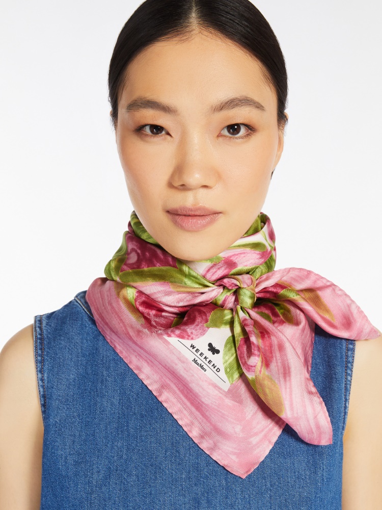 Printed silk twill foulard - PINK - Max Mara - 2