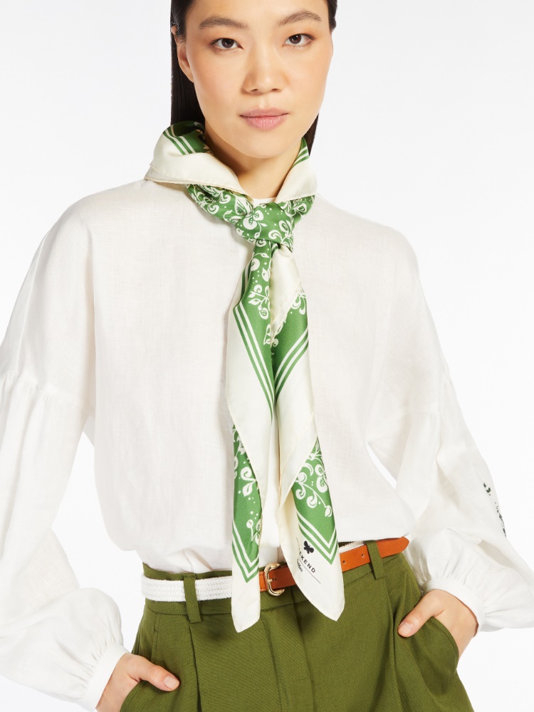 Foulard in twill di seta stampata, verde | 