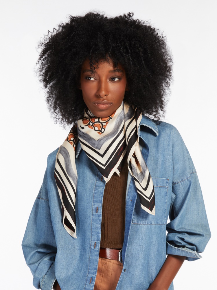 Printed silk twill foulard - HAZELNUT BROWN - Max Mara - 2