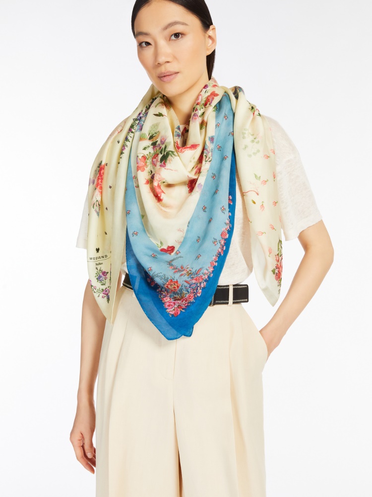Modal and printed silk shawl - GREEN - Max Mara - 2