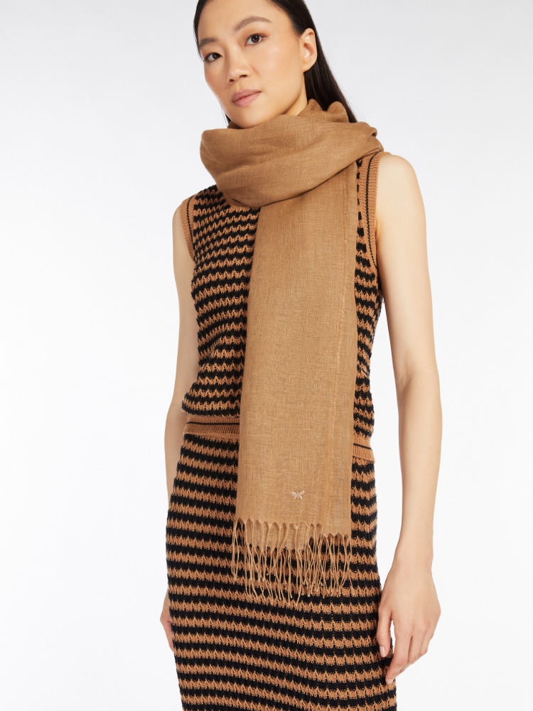 Linen stole - CAMEL - Max Mara - 2