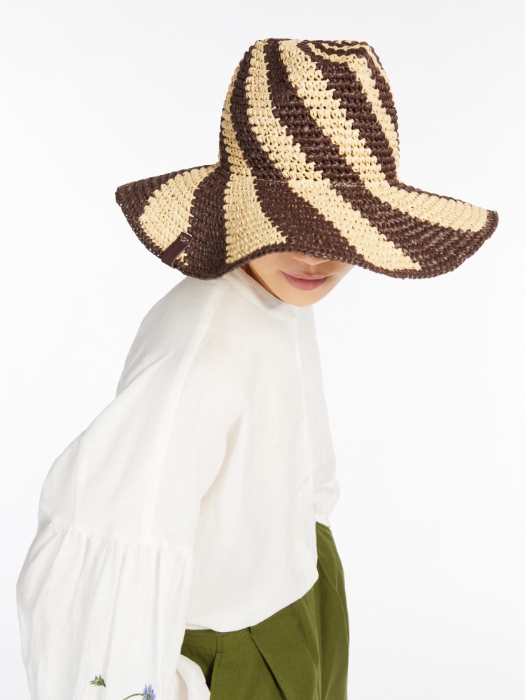 Wide-brimmed raffia hat - BROWN - Max Mara