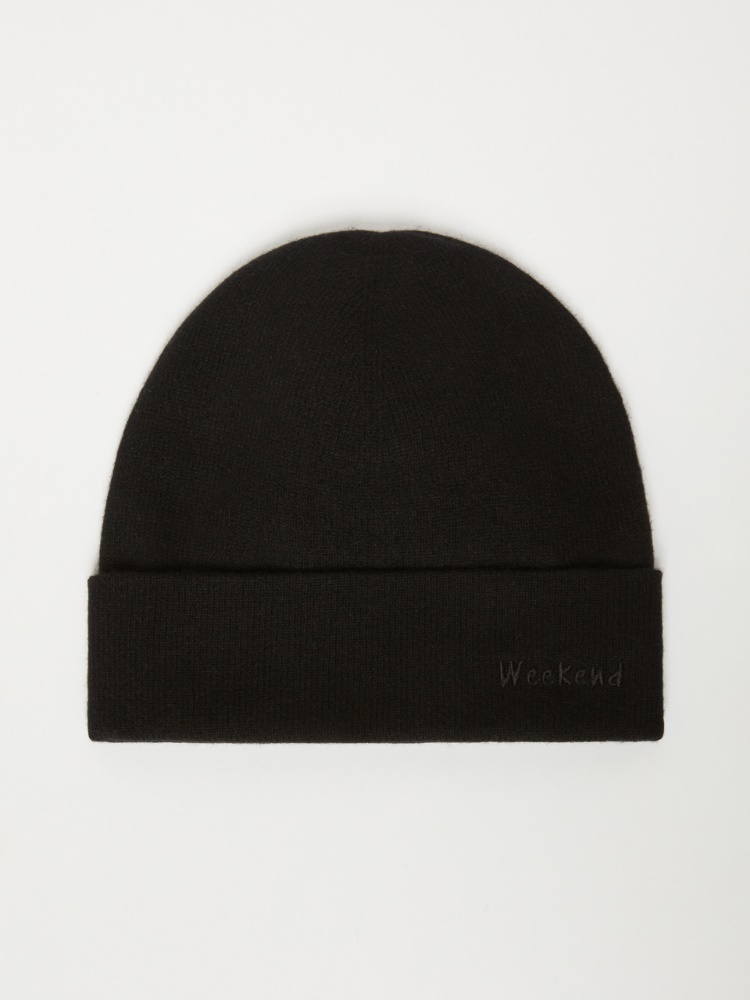 Embroidered cashmere beanie hat - BLACK - Max Mara