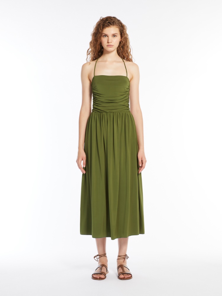 Max Mara正規品関税込み GREENS 29486084 045 Long, mesh-jersey dress, emerald | 