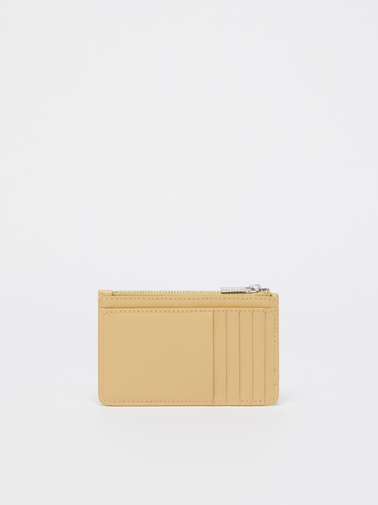 Leather card holder, light yellow | 