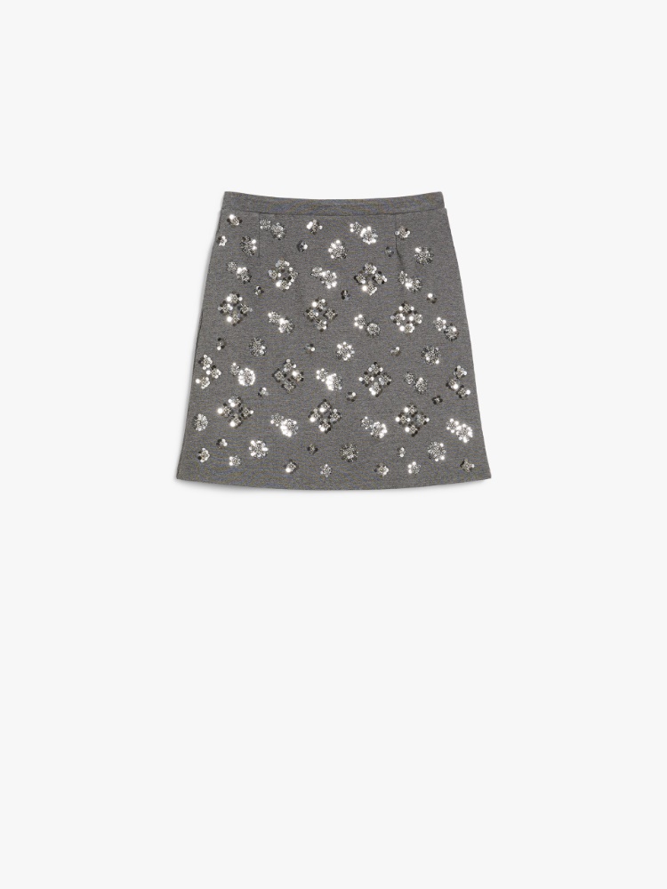 Sequin-adorned jersey mini skirt, medium grey | 
