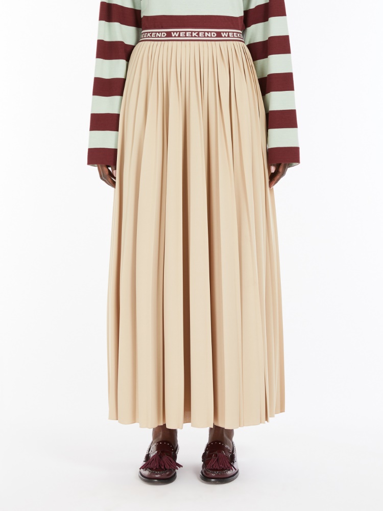 スカート Max Mara Luisa Long Pleated Skirt In Beige Crepe Max Mara - Beige pleated skirt LUISA LUISA - shop with