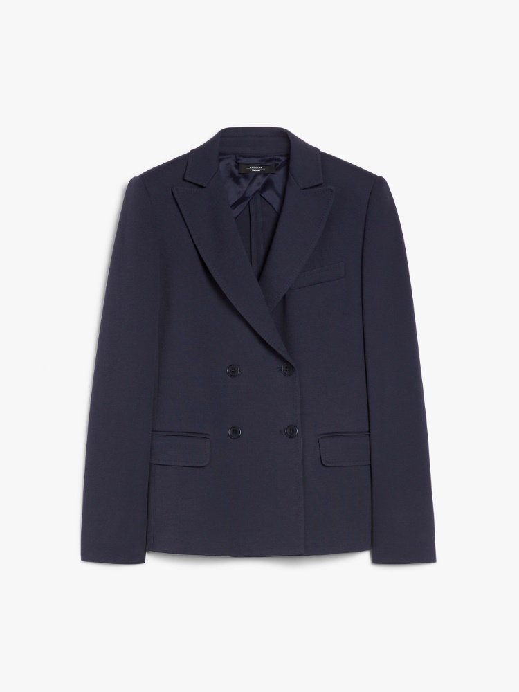 Double-breasted jersey blazer, navy | 