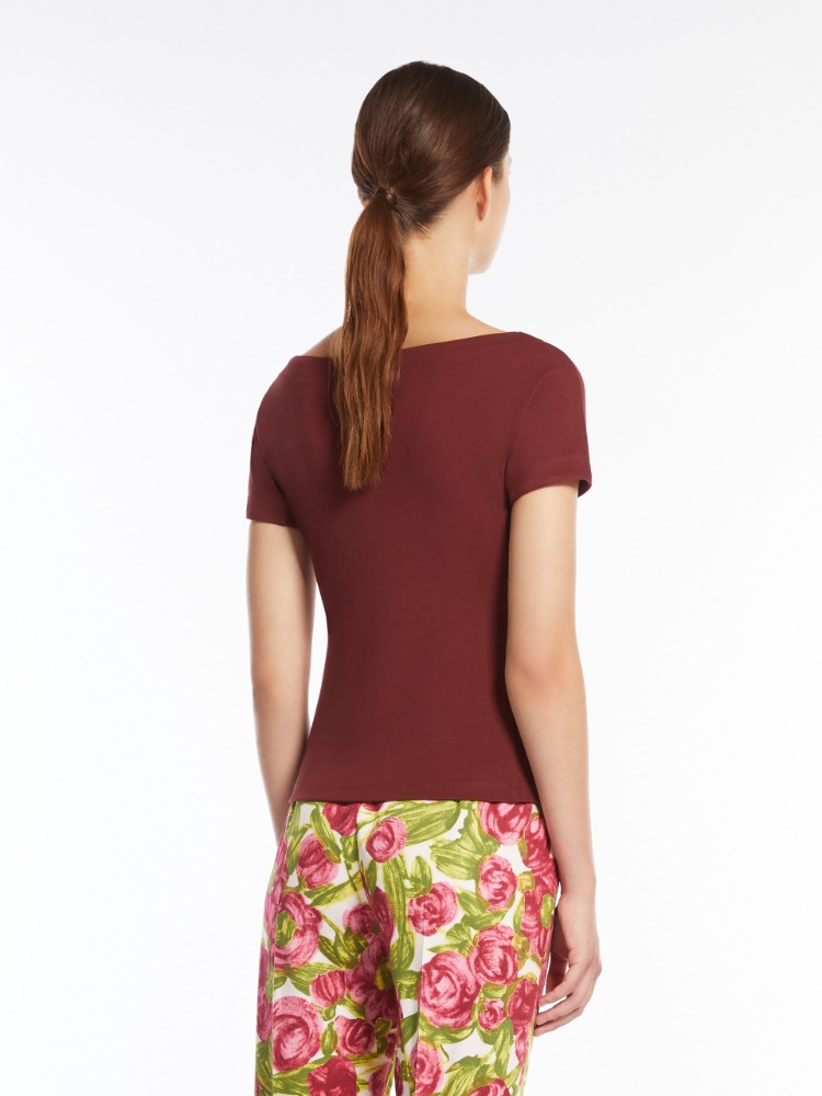 WEEKEND MAX MARA [ヴィルトゥス] コットン stretch top VIRTUS Fitted stretch jersey top, bordeaux | Weekend Max Mara