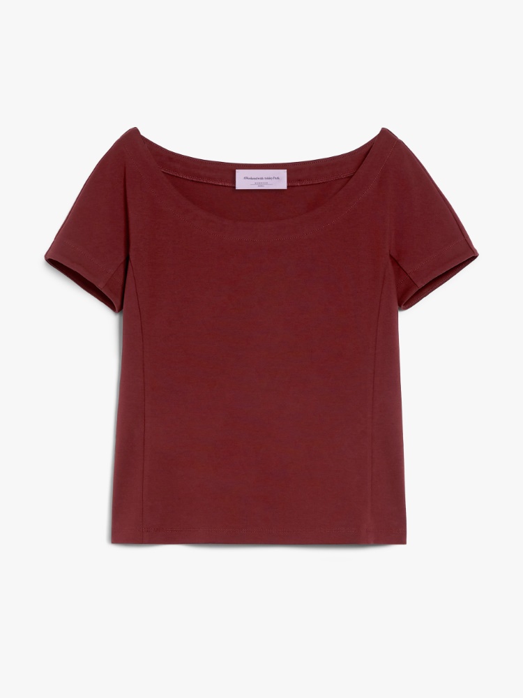 Fitted stretch jersey top, bordeaux | Max Mara