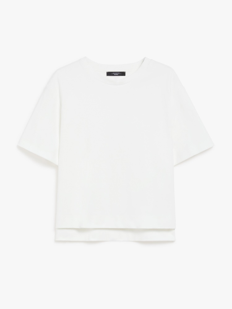 Dżersejowy T-shirt z bawełny organicznej - BIAŁY - Max Mara