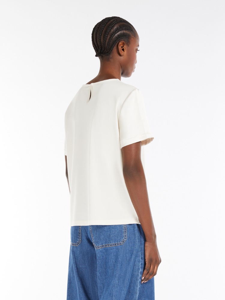 【WEEKEND MAX MARA】AMBURGO サテン ジャージー Tシャツ アンブルゴ] サテン ジャージー Tシャツ, ivory | 