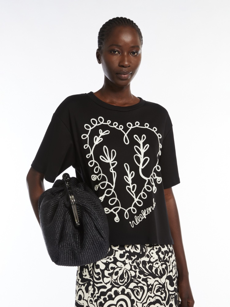 【関税込み】Weekend Max Mara ブラック Lecco Tシャツ Organic cotton T-shirt, black |
