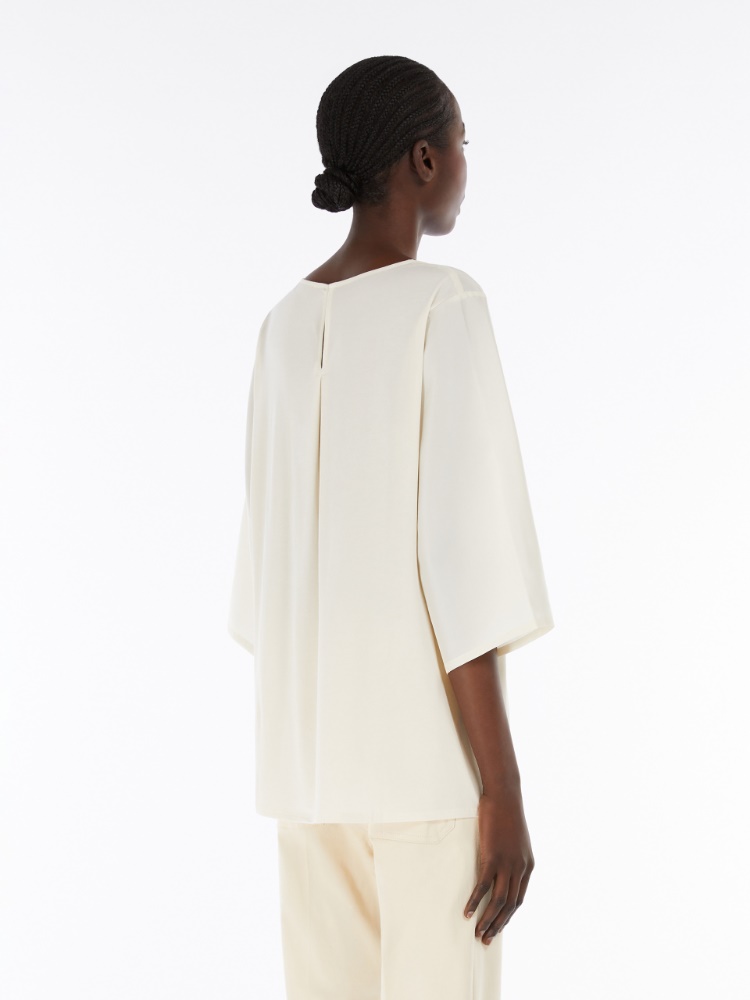 Silk and jersey blouse, ecru | 